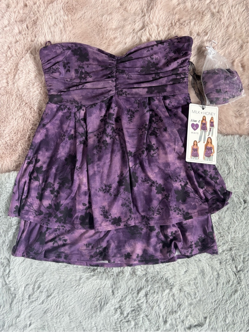 Milk and honey purple strapless tube top